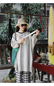 Cardigan mi-long décontracté style <span class=keywords><strong>littéraire</strong></span> et artistique, coupe ample, anti-âge, pour le printemps et l'automne - Product Image 6