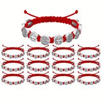 Bracelet religieux Saint Benoît Vierge Marie en gros, fait main, réglable, en corde tressée, médaille catholique chrétienne