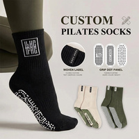 Chaussettes de yoga et de Pilates BiLu en coton tricoté, antidérapantes, respirantes, douces, personnalisables, avec revers, antibactériennes, pour l'été