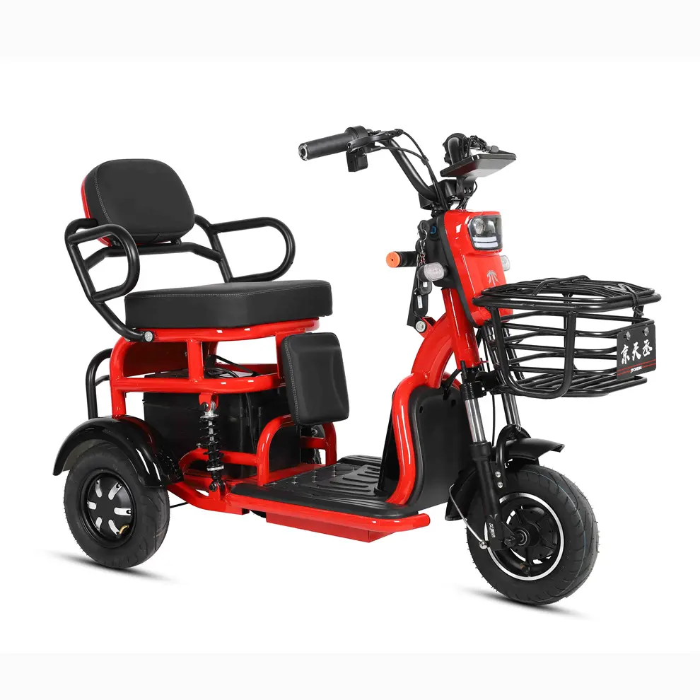 Três rodas bicicleta elétrica Trike bateria de lítio farol pneus de borracha carro para adultos personalizado CE 48V 48v dianteiro e traseiro 10*2.5