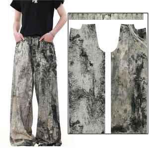 Pantalones Vaqueros Cargo de Mezclilla con Estampado Gráfico Vintage Lavado y Desgastado de Alta Calidad, Gruesos, de Alta Densidad, Unisex, al por Mayor - Product Image 1