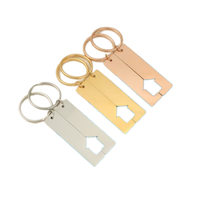 Stainless Steel 304 Waterproof Durable Bar <b>Keychain</b> Blanks with Heart Cutout for <b>Personal</b> Engraving Blank Name Plates - Product Image 1