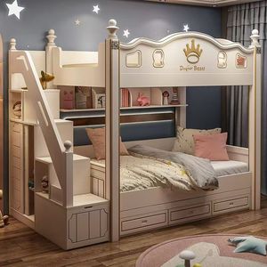 <span class=keywords><strong>Lit</strong></span> superposé pour filles au design français avec <span class=keywords><strong>toboggan</strong></span>, meubles de chambre à coucher pour garçons, conçus pour les appartements d'enfants - Product Image 5