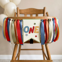 Guirlande de rubans colorée et ajustable avec impression numérique - Décoration amusante pour fête d'anniversaire, bannière pour chaise haute