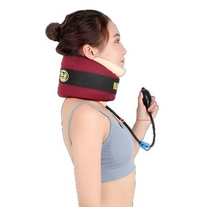 Dispositif de traction cervicale pneumatique manuel rouge pour usage domestique avec moteur à noyau en cuivre et tuyau détachable - Product Image 3