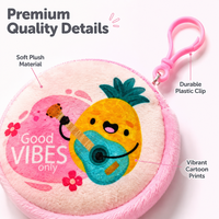 Porte-monnaie en peluche personnalisé en forme de fruit de dessin animé, mini-portefeuille rond de 8 cm avec crochet porte-clés et fermeture éclair, pochette à monnaie en peluche multicolore