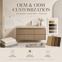 Pabrik Oem Odm Kustomisasi Meja Rias Kamar Mandi Minimalis Modern Tahan Air dari Kayu Lapis Warna Putih Gading untuk Proyek Gedung Perkantoran