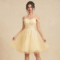 Robe de bal pour femme, robe de soirée en dentelle avec appliques, robe de bal courte en satin à col en V, taille plus, robe de bal courte style A-line