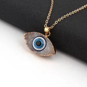 Богемное винтажное ожерелье с подвеской турецкий глаз модная цепочка до ключиц Эффектное длинное ожерелье женские ювелирные изделия
