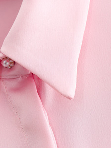 ZA printemps nouvelle robe pour femmes de style europé<span class=keywords><strong>en</strong></span> ceinture <span class=keywords><strong>rose</strong></span> décorée taille <span class=keywords><strong>soie</strong></span> Satin Texture <span class=keywords><strong>chemise</strong></span> - Product Image 6