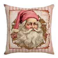 Housse de coussin de Noël rose, imprimé flocon de neige et bonhomme de neige, décoration festive, housse de coussin douce pour salon et chambre à coucher