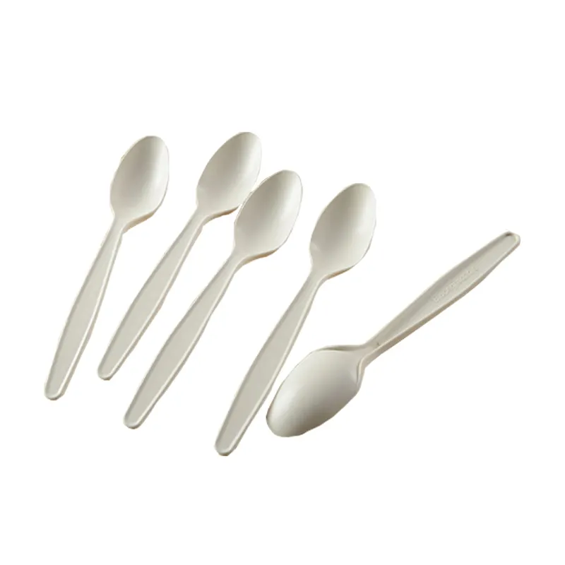 Cuchara de plástico desechable Biodegradable, cuchara de plástico para el desierto para restaurante, utensilios de cocina de almidón de maíz
