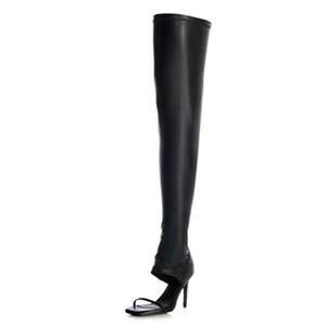 Women's Single Band Over Knee High Boots Dress Stiletto Thin Heels <b>Shoes</b> Back Zipper Summer Stretchy Long Booties - Product Image 2