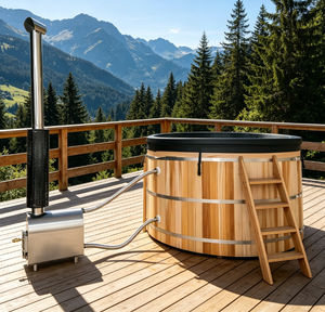 OEM ODM Outdoor-Holzofen-Hottub aus Zedernholz, 3-4-Personen-Fass-Holz-Spa-Wanne mit Holzofenheizung für Garten-Entspannungsbäder - Product Image 1