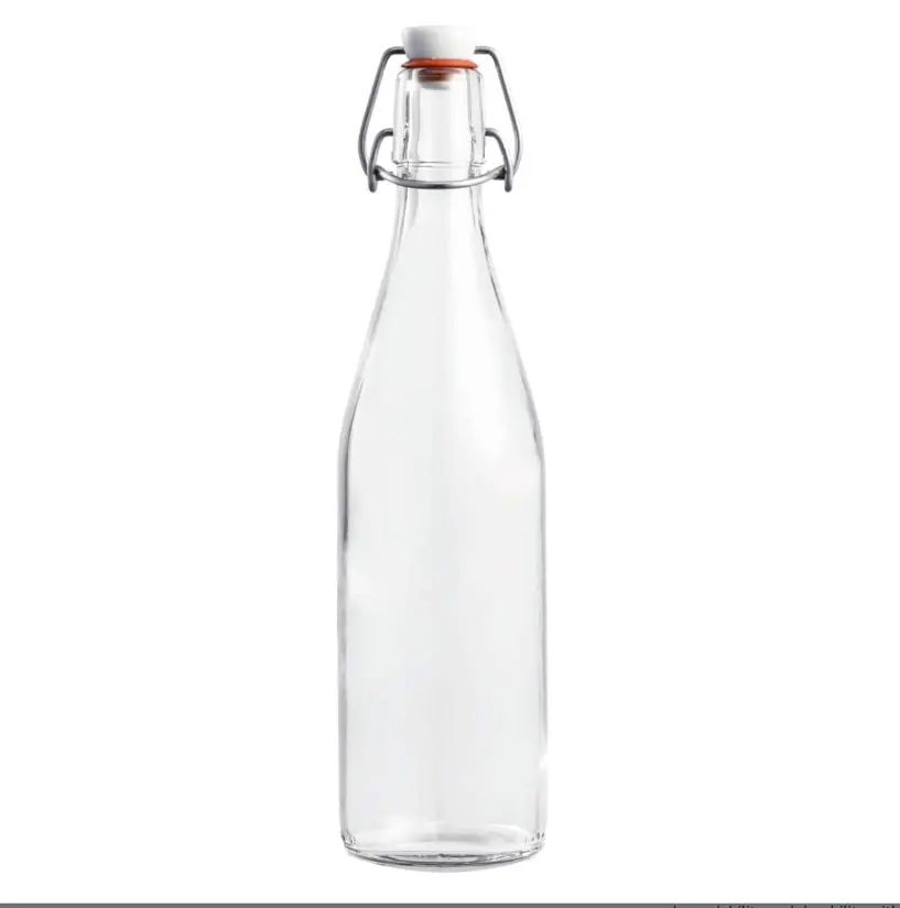 Garrafas de vidro redondas e quadradas 16oz, garrafas de vidro tamanho 500ml, transparente para a preparação de refrigerante e kefir