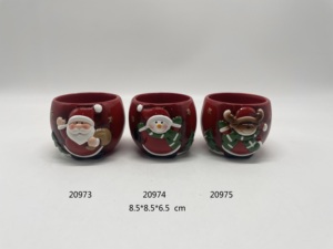 Décor de père noël pots en céramique de noël décoration de jardin de table couvercles de <span class=keywords><strong>pot</strong></span> de fleur pour une utilisation intérieure et extérieure - Product Image 6