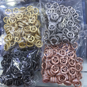 Ouro Prata Rosa Ouro Preto Espaçador Redondo Liso Branco Arco-íris Zircão Pavimentado Cobre Forma Moeda Spacer <span class=keywords><strong>Beads</strong></span> Para Fazer Jóias - Product Image 4