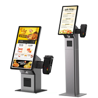 Kiosque de commande automatique à double écran de 21,5 pouces pour restaurant, affichage de cuisine KDS, paiement par carte de crédit, code QR, SDK, centre commercial