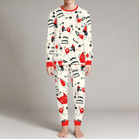 Pyjamas de Noël pour la famille, ensemble de vêtements de nuit imprimés pour les fêtes, pyjama à manches longues, ensemble de deux pièces, vêtements de maison festifs, pyjama en coton
