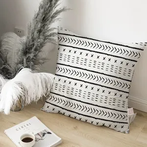 Housse de coussin carrée, taie d'oreiller blanc Sublimation, à rayures noires, décoratif, pour canapé, haute qualité, 2021