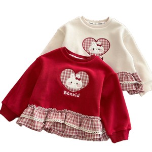 Tongxingyuan Girls Sweatshirt Fleece Lined Cartoon Rabbit Red Beige Autumn Winter Kids Clothing - Product Image 5
