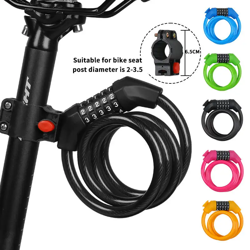 Lucchetto per bici con cavo personalizzato antifurto impermeabile lucchetto a combinazione per bicicletta antitaglio in acciaio al carbonio
