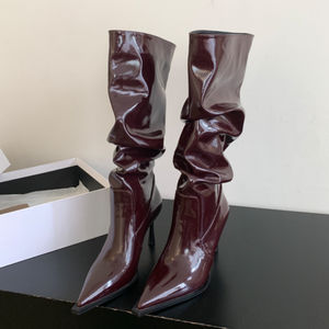 Moda Damen <span class=keywords><strong>Stiefel</strong></span> Winkle Trendy Thin Heel Mujeres Western Boots - Product Image 5