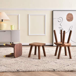 Taburete para Cambiar Zapatos, Moderno, Minimalista, Redondo, Pequeño, de Perfil Bajo, Acabado Natural Ecológico, para Uso en Dormitorios, Escuelas y Hogares - Product Image 1