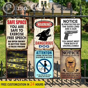Plaque d'avertissement vintage en étain imprimée UV, faible MOQ, pour décoration extérieure <span class=keywords><strong>de</strong></span> <span class=keywords><strong>jardin</strong></span>, affiche rétro - Product Image 1
