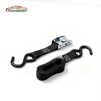 Sangle de fixation à boucle à came à dégagement rapide 1 pouce 1320 lbs avec crochet en S, en polyester noir certifié CE, pour camion et moto