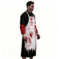 Herren Blutiger Metzger-Kostüm Halloween Horror-Party-Outfit Blutiger Handabdruck Zerlumpte Schürze Cosplay-Anzug