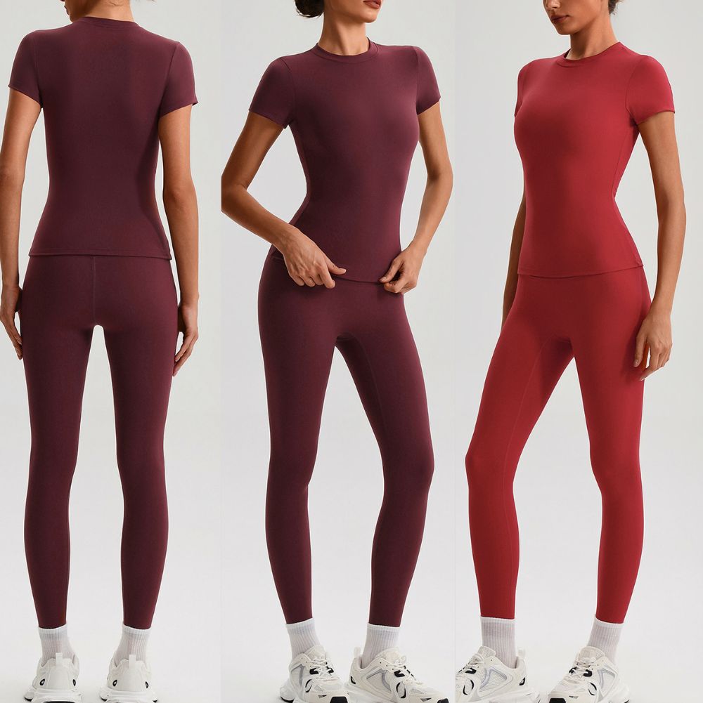 Solid Color Short Sleeve Yoga Top Skin Friendly Breathable Casual Sport Fitness Set Women Slimming Gym Wear Workout T Shirt