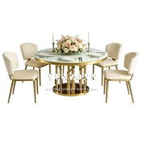 Tables de banquet modernes pour hôtels, mariages, en acier inoxydable, verre trempé noir, piédestal rond, durables, pour événements et fêtes