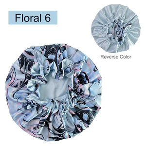 Gorro de pelo de doble capa de Venta caliente, diseñador personalizado, envolturas de pelo de lujo para mujer, gorro de pelo de satén para dormir, gorro de satén Reversible - Product Image 2