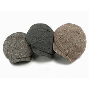 Béret Octogonal Vintage à Carreaux pour Femme et Homme – Casquette Gavroche Hiver – Chapeau de Peintre - Product Image 1