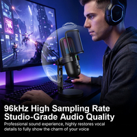 Microphone vocal professionnel pour podcast, 96 kHz, éclairage RVB, micro d'enregistrement pour diffusion en direct avec logo personnalisé