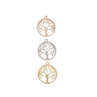 Pendentif Arbre de Vie Creux Circulaire Chuangfs, Meilleure Vente, Acier Inoxydable Poli Miroir pour Bijoux DIY, 18*20mm