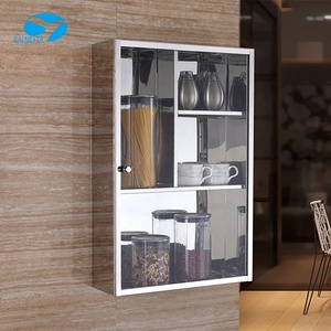 Gabinete <span class=keywords><strong>de</strong></span> <span class=keywords><strong>pared</strong></span> <span class=keywords><strong>de</strong></span> acero inoxidable 304 moderno <span class=keywords><strong>de</strong></span> vidrio transparente, <span class=keywords><strong>armario</strong></span> colgante <span class=keywords><strong>de</strong></span> <span class=keywords><strong>cocina</strong></span> - Product Image 2