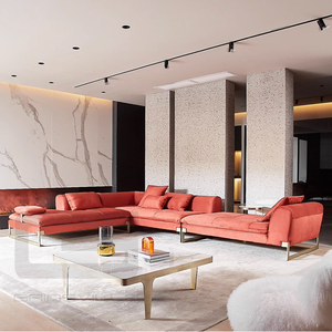 أثاث Gainsville على الطراز الأوروبي الإيطالي من مصنع فوشان الأكثر مبيعًا مجموعة جلد أحمر راقة - Product Image 2