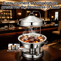Luxe gouden roestvrijstalen chafing dish buffet warmhoudset, ronde catering warmhouders met hangende deksel voor hotel en restaurant