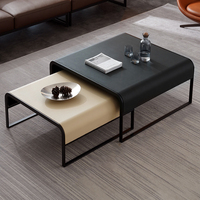 Foshan prix d'usine Table en gros en métal dessus en cuir Table basse Oem pas cher sculpture indienne Table basse