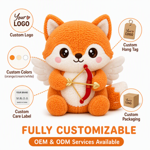 Peluche de Zorro Cupido <span class=keywords><strong>Kawaii</strong></span> con Flecha de Corazón y Alas para Regalo de San Valentín y Decoración con Temática de Amor - Product Image 4