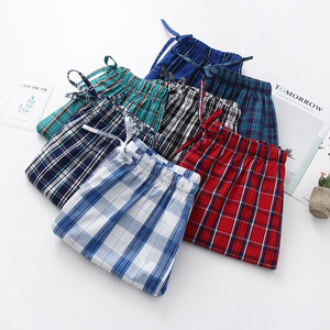 Custom Soft 2022 New Spring Summer Plaid pigiama <span class=keywords><strong>Bottoms</strong></span> pantaloni scozzesi da uomo pantaloncini per il tempo libero a casa sport pantaloni larghi di base - Product Image 1