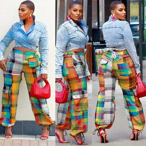 T Selling Products Women Paneled Multi-pocket Asymmetrically <strong>Positioned</strong> Printed Cargo <strong>Pants</strong> for Ladies - Product Image 1