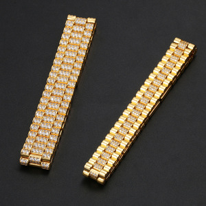 Bracelet de montre en laiton pour hommes, AAA CZ, plaqué or 18K, vente en gros, 2020 - Product Image 5