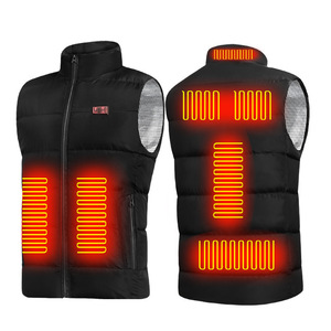 Chaleco calefactor de nueve zonas de control dual que genera calor Poliéster Tela conductora térmica Usb Conector universal Detección de aguja - Product Image 1