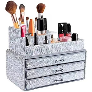 Hộp Đựng Cọ Trang Sức Lấp Lánh Sang Trọng Cho Nữ Hộp Sắp Xếp Ngăn Kéo Trang Điểm Đính Đá Lấp Lánh Hộp Đựng Mỹ Phẩm Trang Điểm Acrylic - Product Image 3