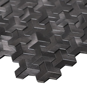 Dosseret auto-adhésif en aluminium brossé, texture 3D haute-basse, carreaux de mosaïque à coller et à décoller pour la cuisine - Product Image 4