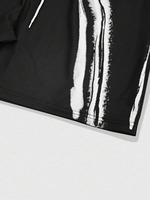 Conjunto Deportivo Unisex de Camiseta y Pantalones Cortos con Estampado Degradado Negro, Manga Corta, Cintura con Cordón Ajustable, Transpirable, de Poliéster
