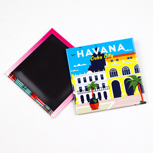 Imán de Recuerdo de La Habana, <span class=keywords><strong>Cuba</strong></span>, Diseño Personalizado de Fábrica, Placa Metálica Cuadrada, Imán para Refrigerador - Product Image 1